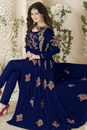 Anarkali Style Blue Embroidery Work Slit Cut Salwar Suit