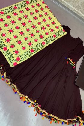 Anarkali Style Long Brown Blooming Georgette Silk Gown