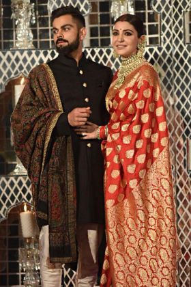 Anushka Sharma Wedding Special Red Soft Lichi Silk Saree