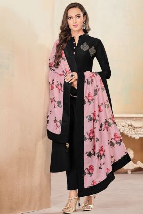 Black Color Zam Cotton Ladies Suit Collection At 2021