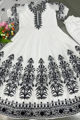 Black Embroidery Work Anarkali Style Long Gown