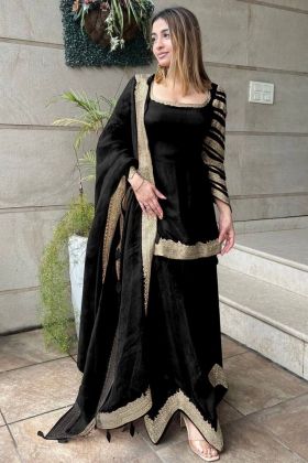 Black Embroidery Work Palazzo Style Salwar Suit