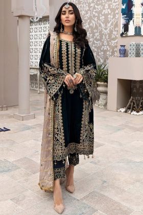 Black Faux Georgette Sequence Work Straight Salwar Suit