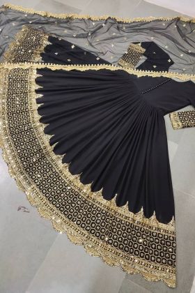 Black Sequence Embroidery Work Anarkali Gown