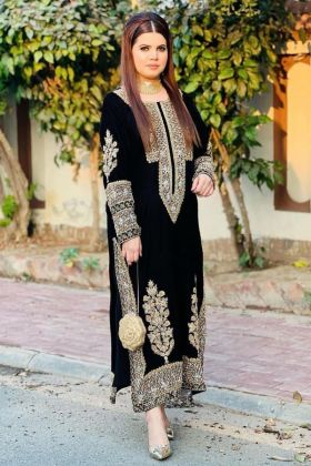 Black Velvet Embroidery Work Salwar Suit