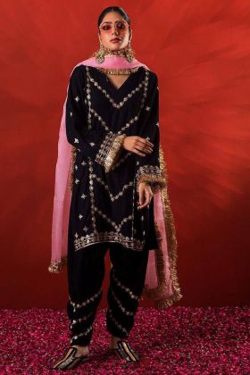 Black Zari Embroidery Work Salwar Suit