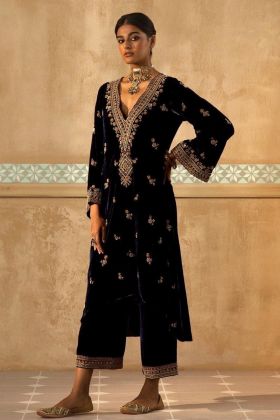 Black Zari Embroidery Work Straight Salwar Suit