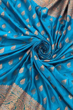 Blue Banarasi Soft Silk Jacquard Work Saree