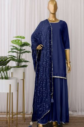 Blue Maska Cotton Silk Palazzo Salwar Suit