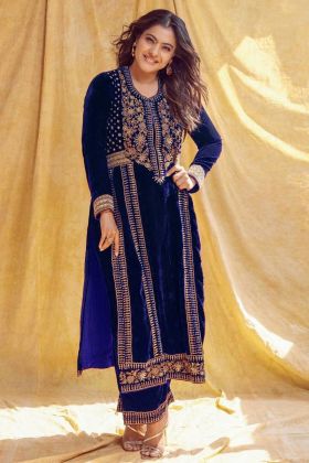 Bollywood Actress Kajol Style Blue Salwar Suit