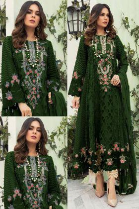 Dark Green Embroidery Work Faux Georgette Salwar Suit