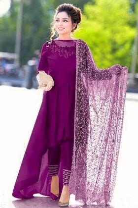 Dark Purple Ketogenic Taffeta Silk Up Down Style Gown