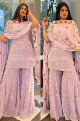 Designer Yankita Kapoor Wear Light Pink Sharara Suit