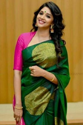 Diwali Festival Wear Dark Green Lichi Silk Saree