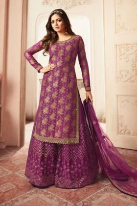Drashti Dhami Wear Plum Purple Embroidered Salwar Suit