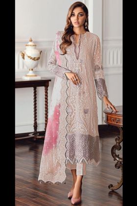 Dusty Peach Faux Georgette Embroidered Pakistani Salwar Suit