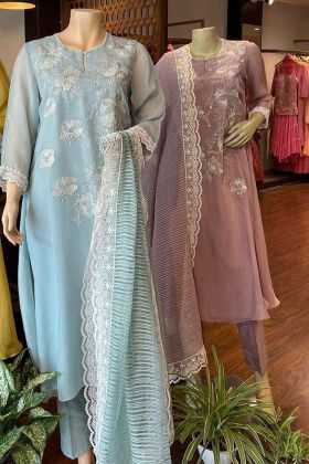 Dusty Pink Pure Maska Cotton Silk Thread Work Salwar Suit