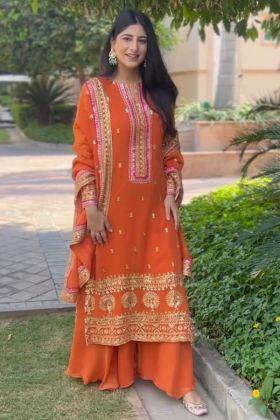 Fashion Designer Yankita Kapoor Style Orange Palazzo Dress