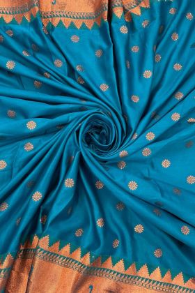 Firozi Weaving Work Silk Saree