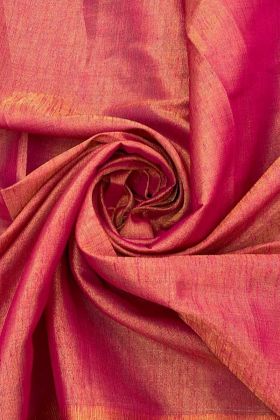 Gajari Pink Pure Linan Cotton Saree