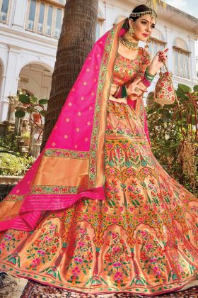Get Online Heavy Designer Multi Color Silk Bridal Lehenga Choli 