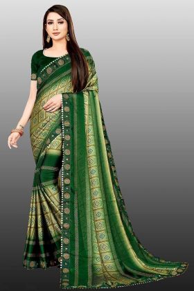 Green Digital Printed Rangoli Silk Saree