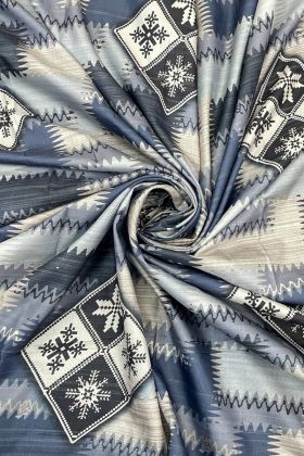 Grey Digital Print Saree In Dola Silk