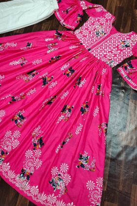 Hot Pink Digital Printed Readymade Salwar Suit