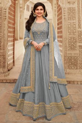 Indian Actress Drashti Dhami Wear Grey Anarkali Dress