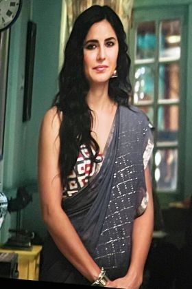 Katrina Kaif Wear Steel Grey Sequence Work Saree