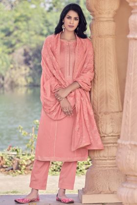 Latest Fancy Designer Pink Viscous Muslin Palazzo Suit 