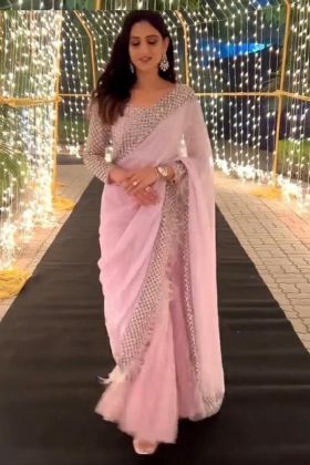 Latest Launched Baby Pink Sequence Work Saree