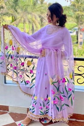 Lavender Multi Dhaga Embroidered Salwar Suit