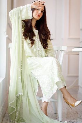 Light Green Faux Georgette Casual Wear Salwar Suit