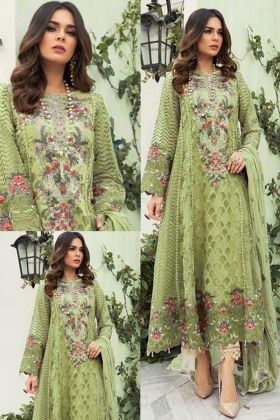Light Green Faux Georgette Multi Work Pakistani Dress