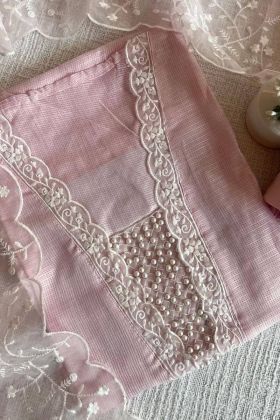 Light Pink Cut Embroidery Work Straight Dress