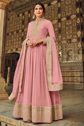 Light Pink Georgette Sequence Work Anarkali Salwar Suit
