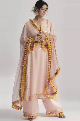 Light Pink Sequence Work Salwar Suit With Dupatta