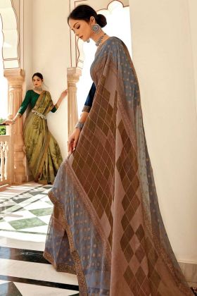 Multi Color Brasso Silk Floral Designing New Saree At 2021