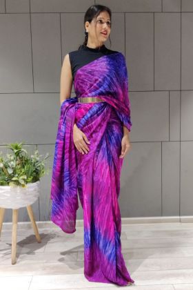 Multi Color Chinon Silk Readymade Saree