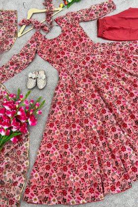 Multi Color Digital Print Readymade Anarkali Gown