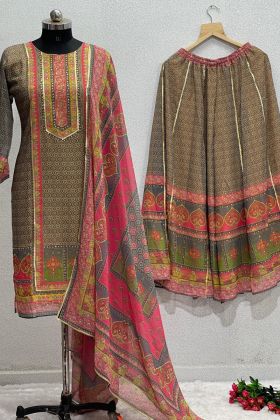 Multi Color Digital Printed Readymade Palazzo Salwar Suit
