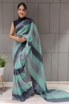 Multi Color Shaded Printed Ready To Wear Saree