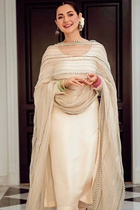 Off White Salwar Suit With Sequence Work Dupatta