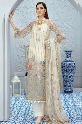 Off White Sequence Embroidery Work Pakistani Dress