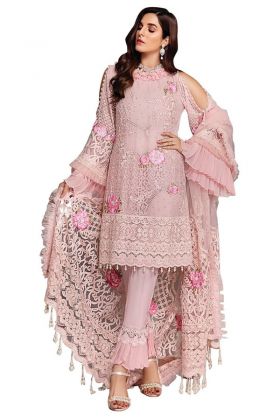 Pakistani Style Light Pink Embroidery Work Dress