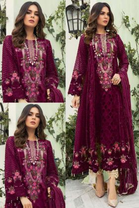 Pakistani Style Purple Faux Georgette Salwar Kameez