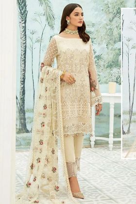Pale Yellow Pure Georgette Embroidery Work Pakistani Salwar Suit