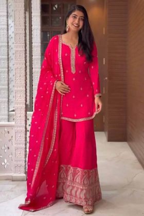 Party Special Bright Pink Sequence Work Salwar Suit