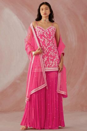 Pink Embroidery Work Faux Georgette Suit